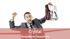  Presentation with finish line - Colorful presentation design enhanced with running prize - businessman crossing finish line backdrop and a coral colored foreground