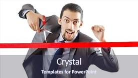  Presentation with finish line - Colorful presentation theme enhanced with running prize - businessman crossing finish line backdrop and a  colored foreground