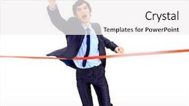  Presentation with prize - Presentation enhanced with running prize - businesspeople crossing the finish line background and a white colored foreground