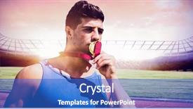  Presentation with race track - Amazing presentation design having running prize - portrait of sportsman kissing backdrop and a cobalt blue colored foreground