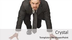  Presentation with prize - Beautiful PPT theme featuring running prize - young businessman is ready backdrop and a light gray colored foreground