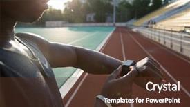  Presentation with smartwatch - Amazing slide deck having running records - cropped image of a young backdrop and a tawny brown colored foreground