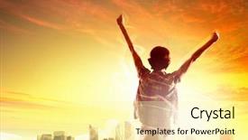  Presentation with dawn - Beautiful presentation featuring running road - girl meets backlit dawn abstract backdrop and a  colored foreground