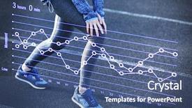  Presentation with movement - PPT theme with running schedule concept sports woman background and a ocean colored foreground