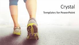  Presentation with running shoes - Colorful slide set enhanced with running shoes - athletic pair of legs backdrop and a white colored foreground