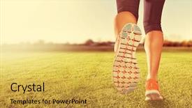 Presentation with done - Colorful presentation theme enhanced with running shoes - athletic pair of legs backdrop and a yellow colored foreground
