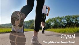  Presentation with good morning couple bed - Beautiful slide set featuring running shoes - young couple jogging in park backdrop and a gray colored foreground