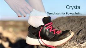  Presentation with ankle - Audience pleasing presentation theme consisting of runner putting on running shoes backdrop and a sky blue colored foreground