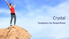  Presentation with fitness goal - Beautiful PPT theme featuring running shoes reaching the goal backdrop and a sky blue colored foreground