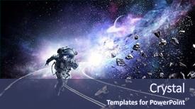  Presentation with spaceman - PPT layouts having running spaceman and galaxy mixed background and a ocean colored foreground