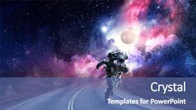  Presentation with spaceman - Slide set with running spaceman and galaxy mixed background and a ocean colored foreground