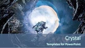  Presentation with spaceman - Slide set consisting of running spaceman and galaxy mixed background and a ocean colored foreground