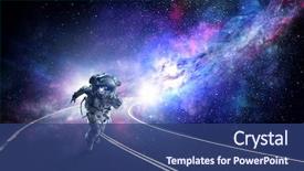  Presentation with spaceman - PPT layouts having running spaceman and galaxy mixed background and a ocean colored foreground