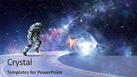  Presentation with galaxy - PPT theme consisting of running spaceman and galaxy mixed background and a light blue colored foreground