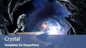  Presentation with galaxy - PPT layouts featuring running spaceman and galaxy mixed background and a ocean colored foreground