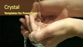  Presentation with cold water - Slides having running through fingers and cup background and a tawny brown colored foreground