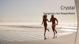  Presentation with fun - Slide deck with running through waves on beach background and a light gray colored foreground