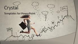  Presentation with goal - Colorful PPT layouts enhanced with running to reach her goal backdrop and a light gray colored foreground