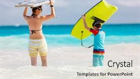  Presentation with ocean - Audience pleasing slide set consisting of running towards ocean with boogie backdrop and a light gray colored foreground