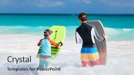  Presentation with ocean - Presentation design consisting of running towards ocean with boogie background and a light blue colored foreground