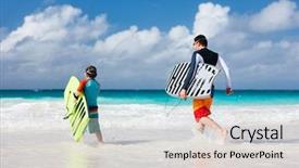  Presentation with ocean - Amazing slide set having running towards ocean with boogie backdrop and a lemonade colored foreground