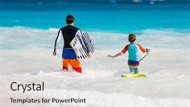  Presentation with silhouette of father and son - Cool new theme with running towards ocean with boogie backdrop and a lemonade colored foreground