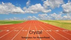  Presentation with running track lanes - Slide set enhanced with running track with eight lanes background and a red colored foreground