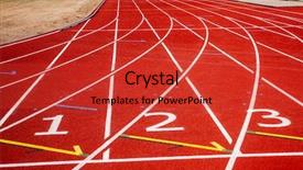  Presentation with athlete track or running track - PPT theme with running track with lane number background and a red colored foreground