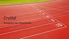  Presentation with track field - PPT theme having running track background and a red colored foreground