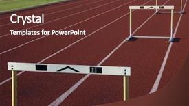  Presentation with running tracks - Presentation theme featuring running tracks with three hurdle background and a tawny brown colored foreground