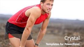  Presentation with ironman - Beautiful presentation theme featuring running training for triathlon ironman backdrop and a coral colored foreground