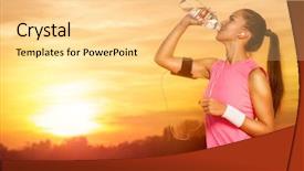  Presentation with recreation - PPT layouts with running water - sporty woman on recreation background and a blonde colored foreground