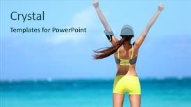  Presentation with fitness goal - Colorful slide set enhanced with running winning reaching goal achievement backdrop and a light blue colored foreground