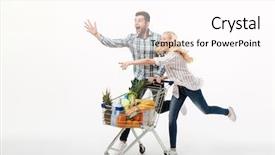  Presentation with supermarket trolley - Beautiful theme featuring running with a supermarket trolley backdrop and a pink colored foreground