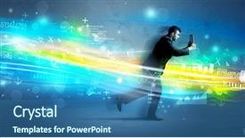  Presentation with high tech grilling - Slides featuring running with device in high background and a ocean colored foreground