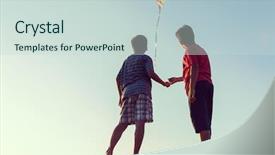  Presentation with kite - Presentation theme featuring running with kite silhouette background and a soft green colored foreground