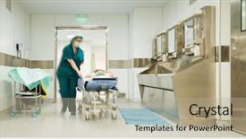  Presentation with nurse running - Colorful slide set enhanced with running with patient on trolley backdrop and a mint green colored foreground