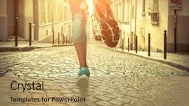  Presentation with paris - Beautiful slide deck featuring running woman close-up view foots of runner jogging at sunny day female fitness model training outside in paris city backdrop and a coral colored foreground