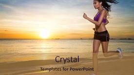  Presentation with health woman running female runner - Presentation theme consisting of running woman female runner jogging background and a gold colored foreground