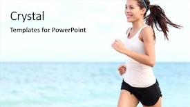  Presentation with running race - Slide deck featuring running woman female runner jogging background and a white colored foreground