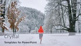  Presentation with female sport - Slides having running-woman-girl-runner background and a lemonade colored foreground