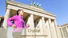 Presentation with healthy living - PPT theme featuring running woman in berlin germany background and a lemonade colored foreground