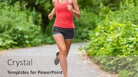  Presentation with active lifestyle - Slide deck with running-woman-jogging-in-park background and a mint green colored foreground