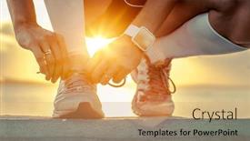  Presentation with running race - Presentation design having sunset light in summer background and a coral colored foreground
