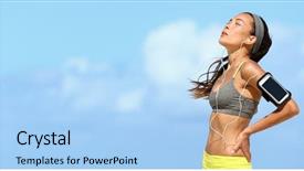  Presentation with asian music - Beautiful slides featuring running woman working out breathing backdrop and a light blue colored foreground