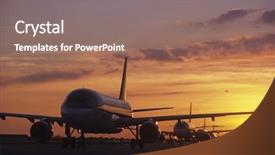  Presentation with runway - Presentation theme having runway - planes sitting on tarmac background and a violet colored foreground