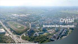  Presentation with airport city - Audience pleasing slides consisting of runway kiev sikorsky airport backdrop and a seafoam green colored foreground