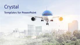  Presentation with airplane - PPT layouts with runway lights - airplane in day sky mixed background and a sky blue colored foreground