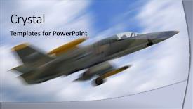  Presentation with fighter jet - Presentation theme with runway lights - military fighter jet airplane background and a light blue colored foreground