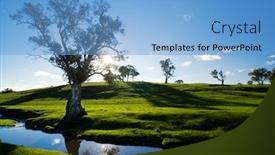  Presentation with clear sunny day rural landscape - Slides featuring rural adelaide hills landscape background and a light blue colored foreground